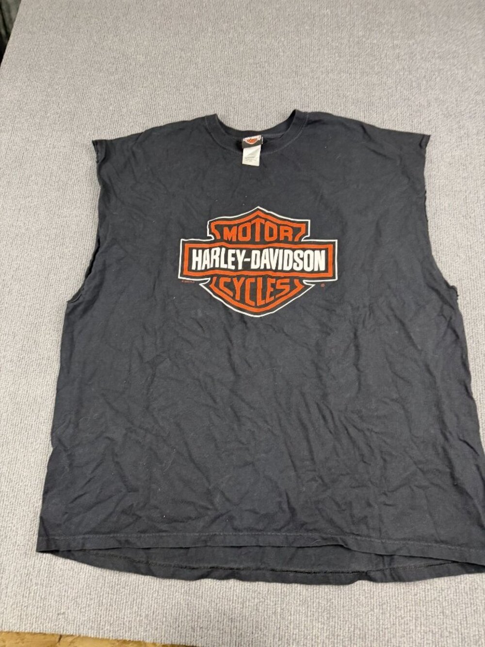 Harley-Davidson Mens Black Sleeveless Logo T-Shirt Vintage Sturgis 4XL Cutt Off